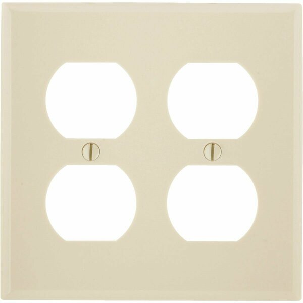 Leviton 2-Gang Smooth Plastic Outlet Wall Plate, Ivory 001-86016